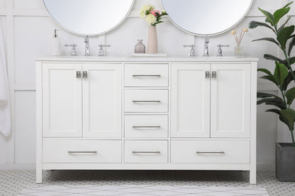 60 inch Double Bathroom Vanity in White