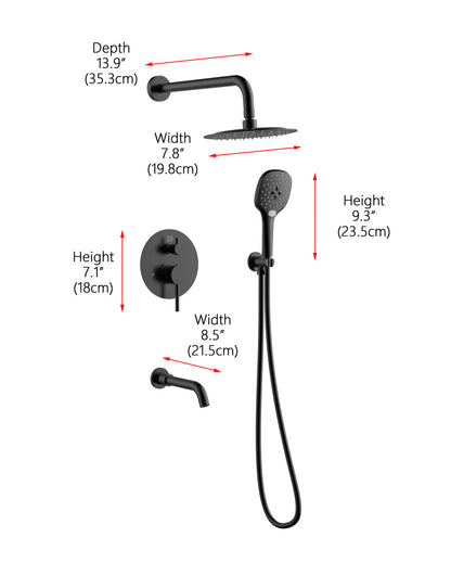 George Complete Shower and Tub Faucet with Rough-in Valve in Matte Black