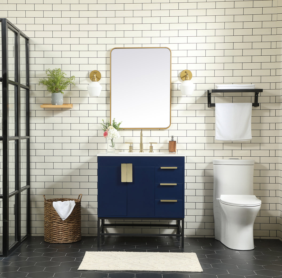 32 inch Single bathroom vanity in blue