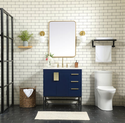32 inch Single bathroom vanity in blue