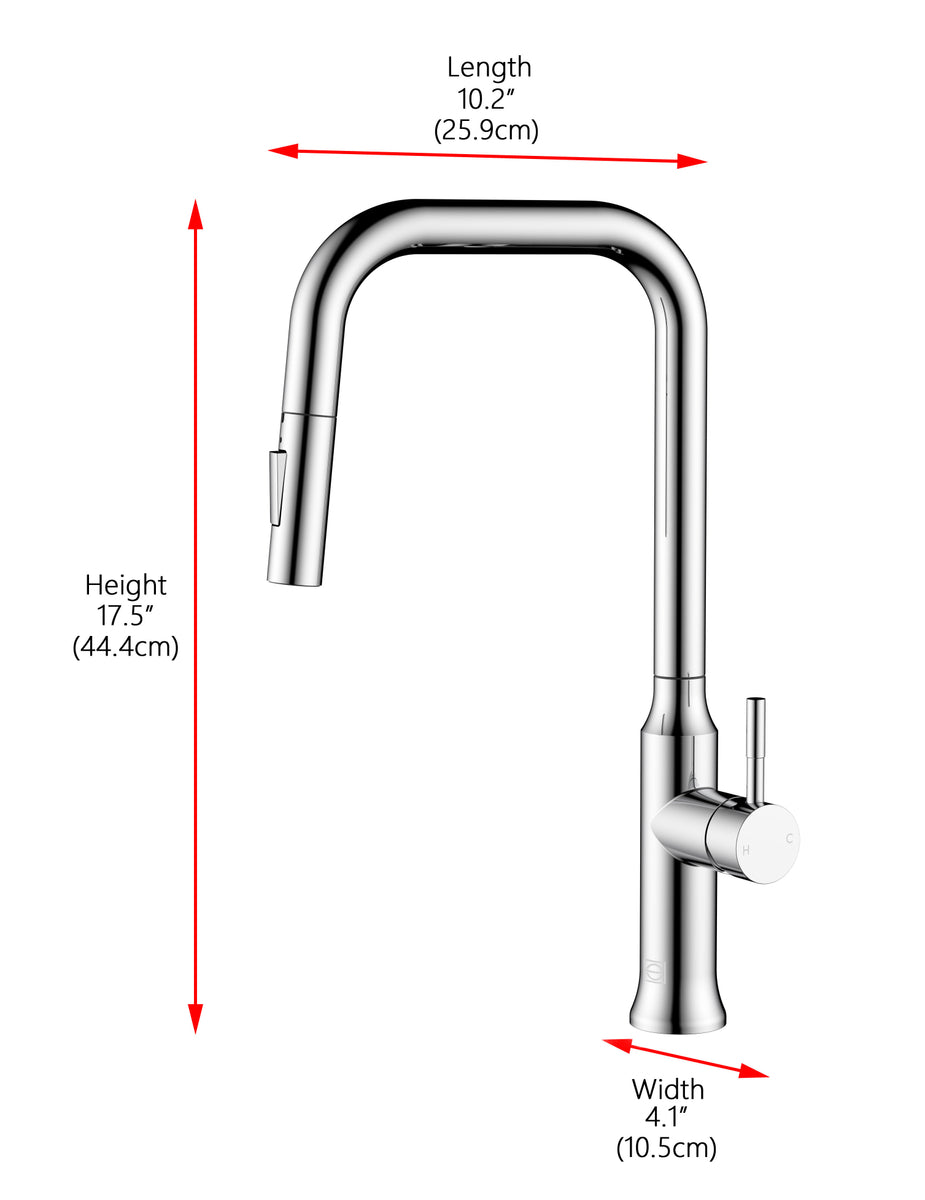 Noor Single Handle Pull Down Sprayer Kitchen Faucet in Chrome