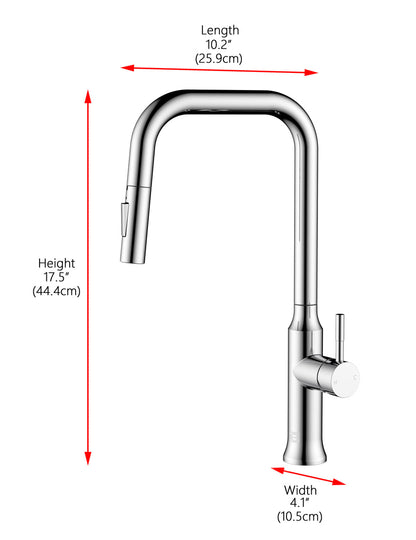 Noor Single Handle Pull Down Sprayer Kitchen Faucet in Chrome