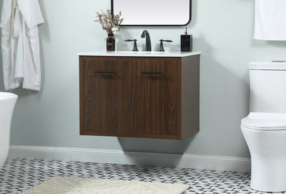 30 inch Single bathroom vanity in walnut