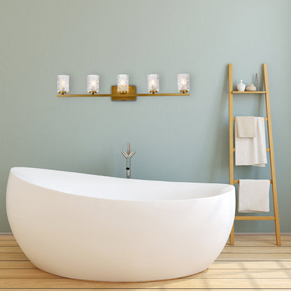 Cassie 5 lights bath sconce in brass with clear shade