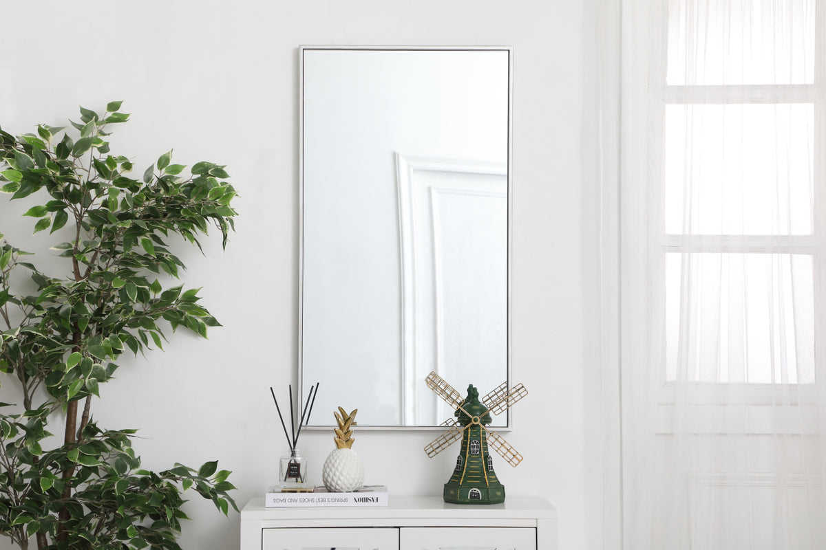 Metal frame rectangle mirror 20 inch in silver