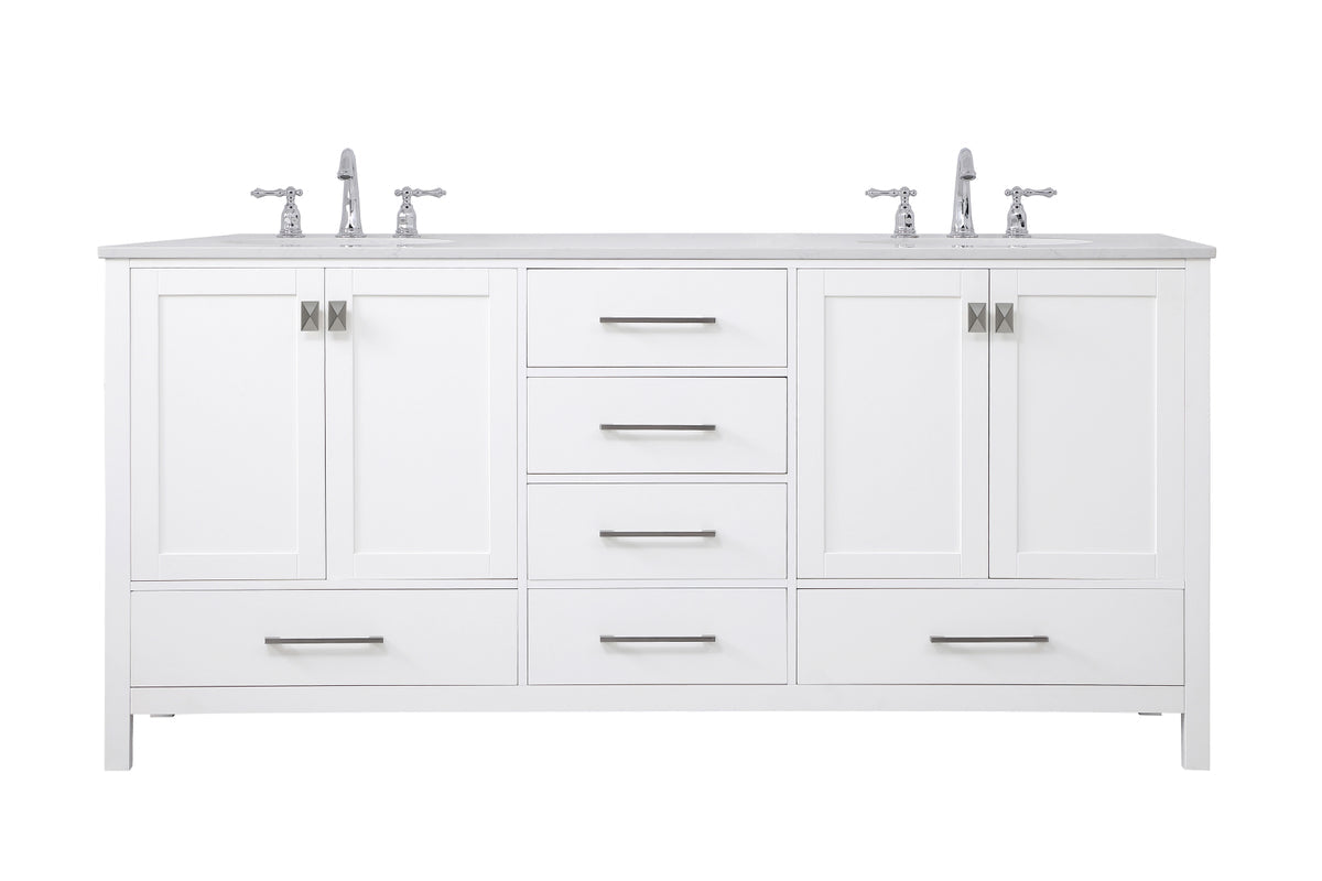72 inch Double Bathroom Vanity in White