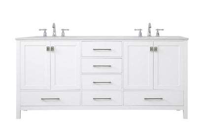 72 inch Double Bathroom Vanity in White