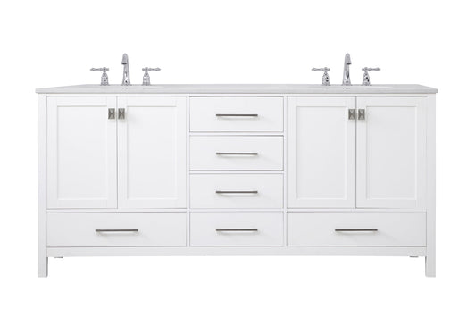 72 inch Double Bathroom Vanity in White