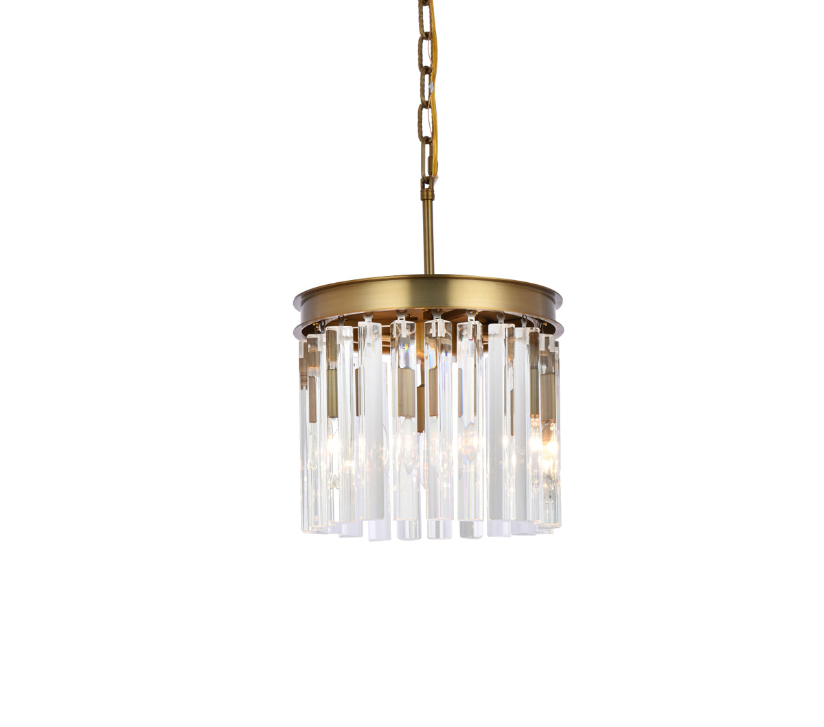 Sydney 12 inch round crystal pendant in satin gold