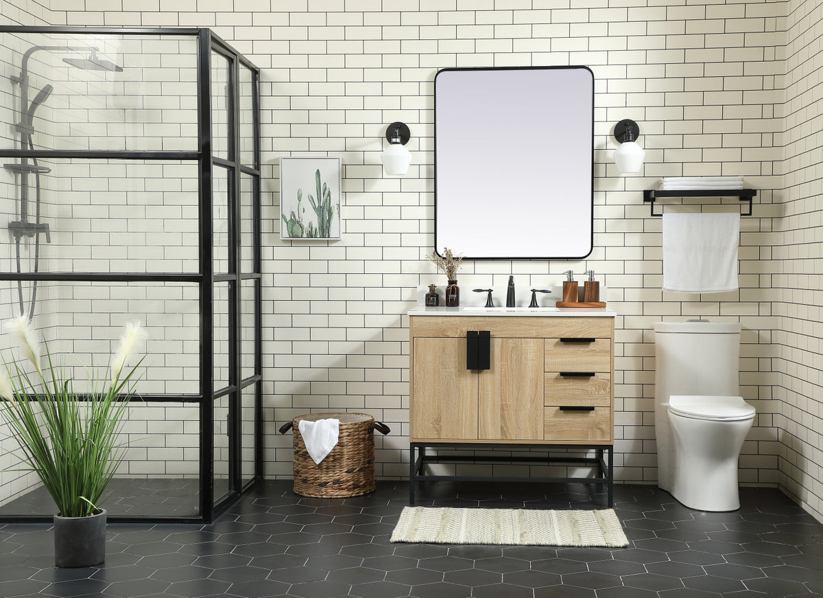 36 inch Single bathroom vanity in mango wood with backsplash