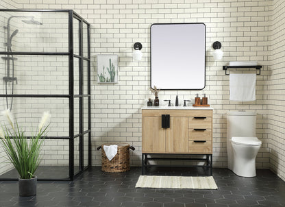 36 inch Single bathroom vanity in mango wood with backsplash