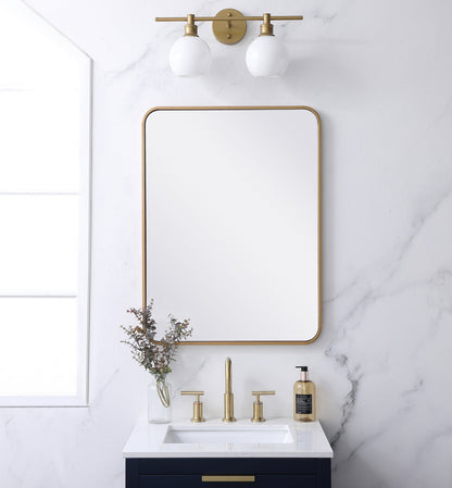 Soft corner metal rectangular mirror 24x32 inch in Brass