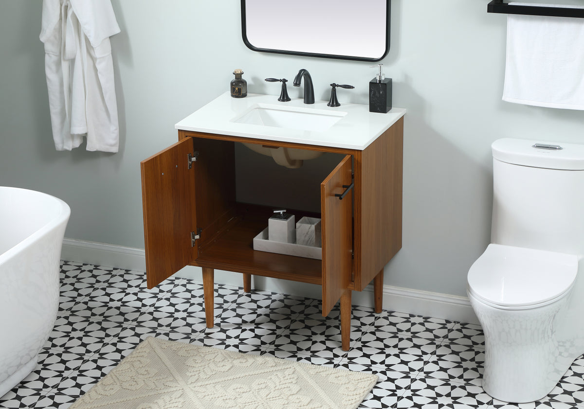 30 inch Single bathroom vanity in teak