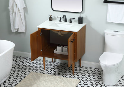 30 inch Single bathroom vanity in teak