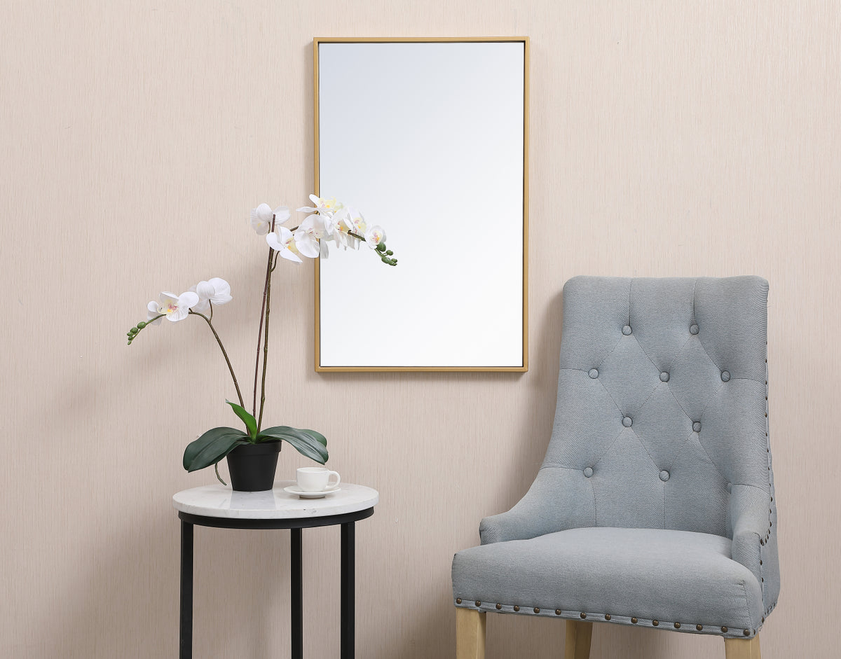 Metal frame rectangle mirror 18x28 inch in brass