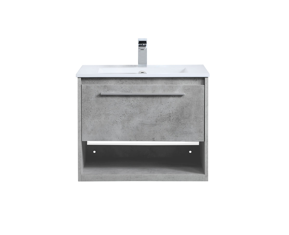 24 inch  Single Bathroom Floating Vanity in Concrete Grey
