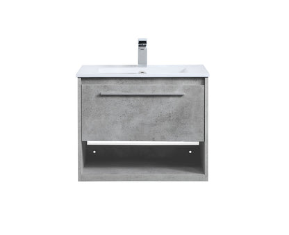 24 inch  Single Bathroom Floating Vanity in Concrete Grey