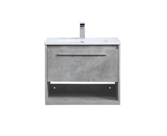 24 inch  Single Bathroom Floating Vanity in Concrete Grey