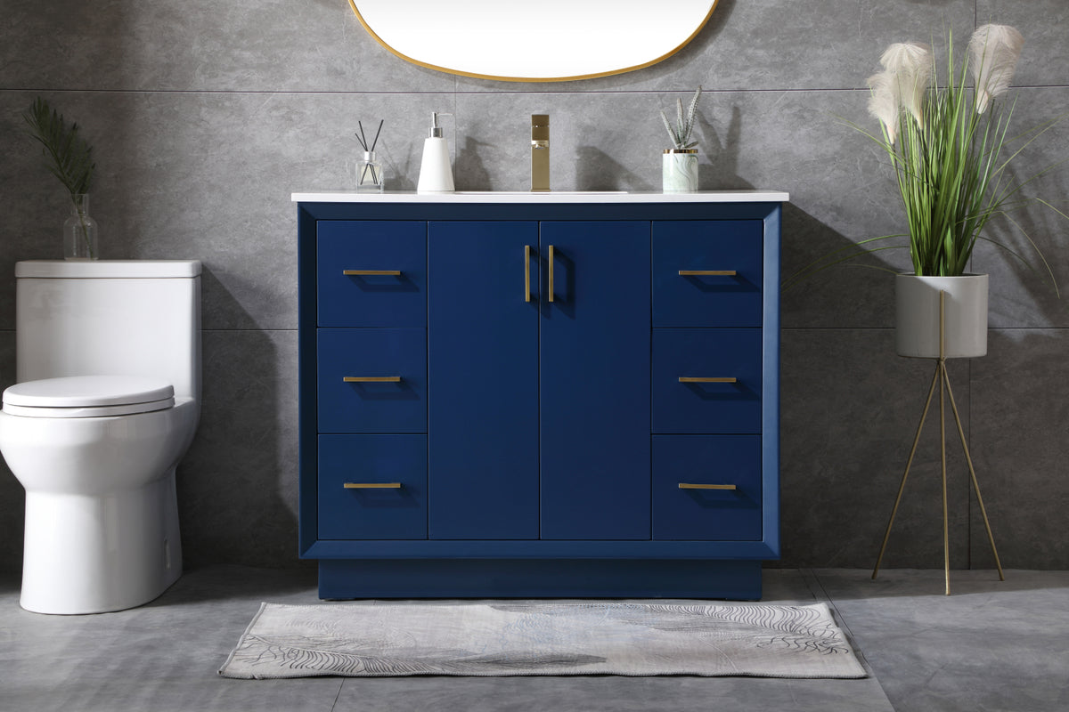 42 Inch SIngle Bathroom Vanity In Blue