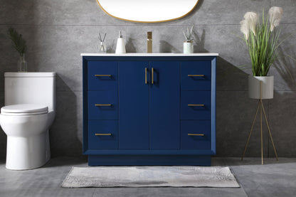 42 Inch SIngle Bathroom Vanity In Blue