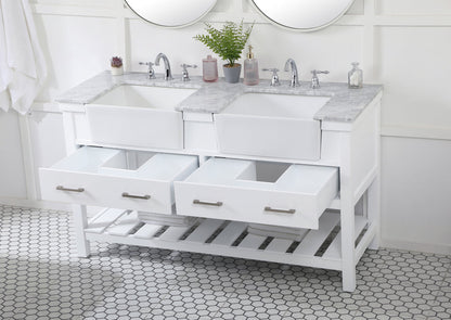 60 inch double bathroom vanity in white