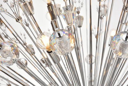 Vera 50 inch three tiers crystal starburst chandelier in chrome