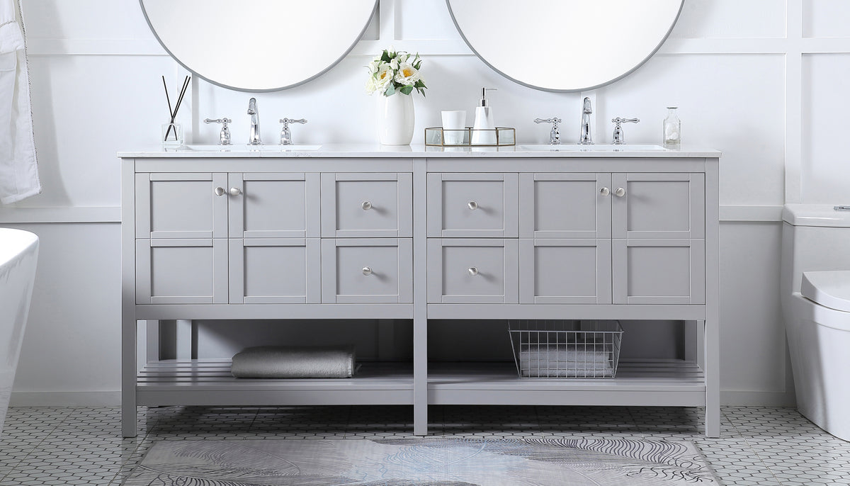 72 inch Double Bathroom Vanity in Gray