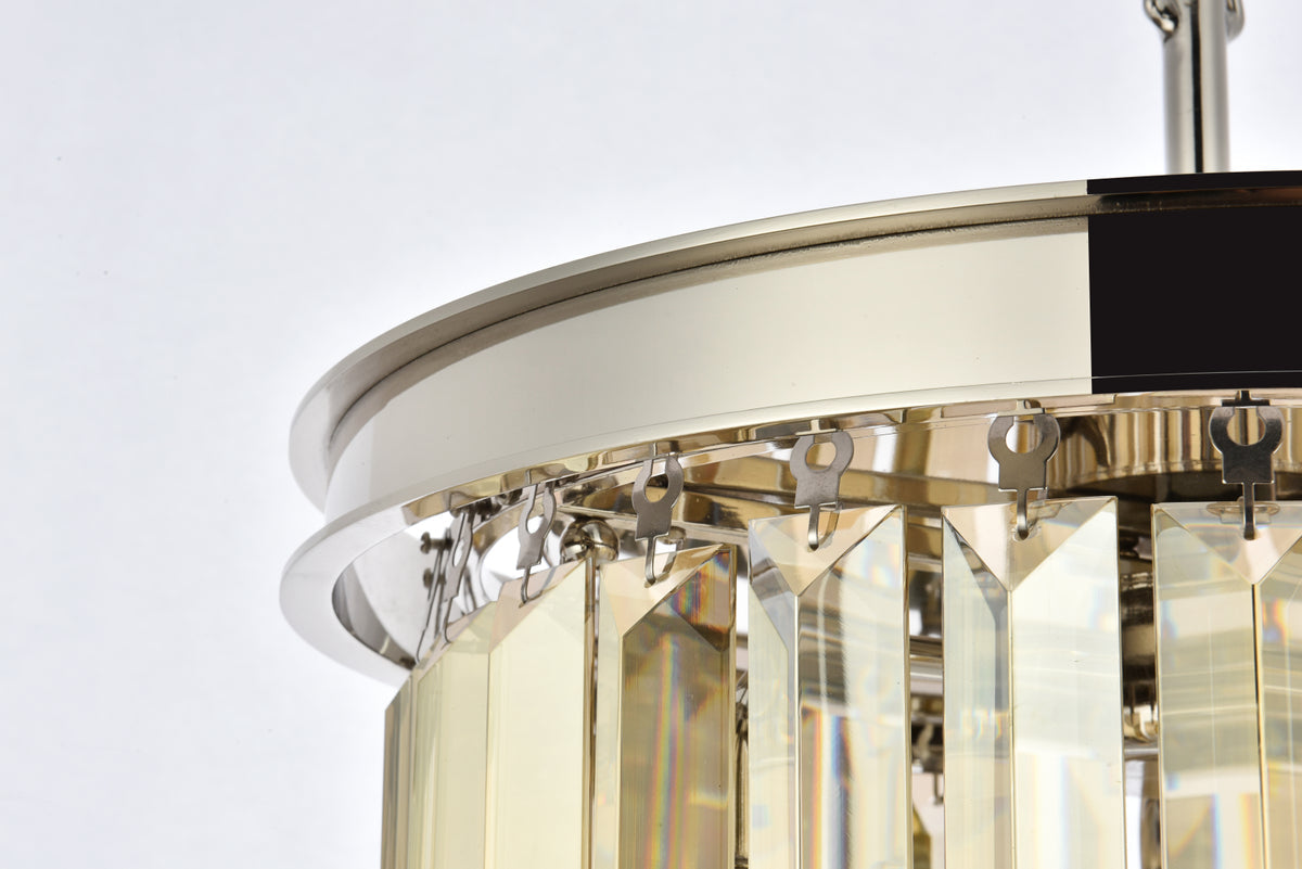 Sydney 3 light polished nickel Pendant Golden Teak (Smoky) Royal Cut Crystal