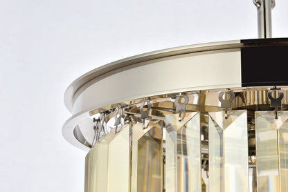 Sydney 3 light polished nickel Pendant Golden Teak (Smoky) Royal Cut Crystal