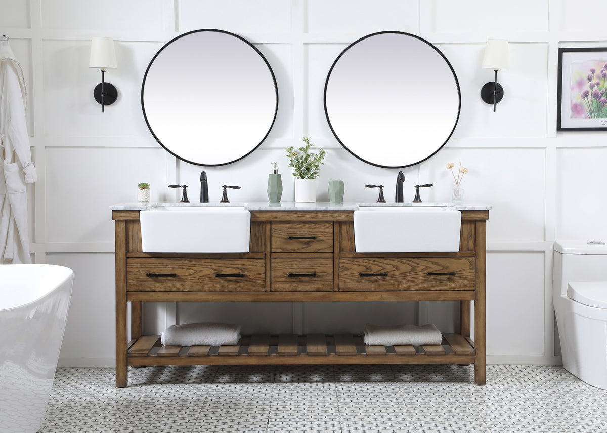 72 inch double bathroom vanity in driftwood