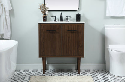 30 inch Single bathroom vanity in walnut