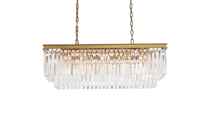 Sydney 40 inch rectangle crystal chandelier in satin gold