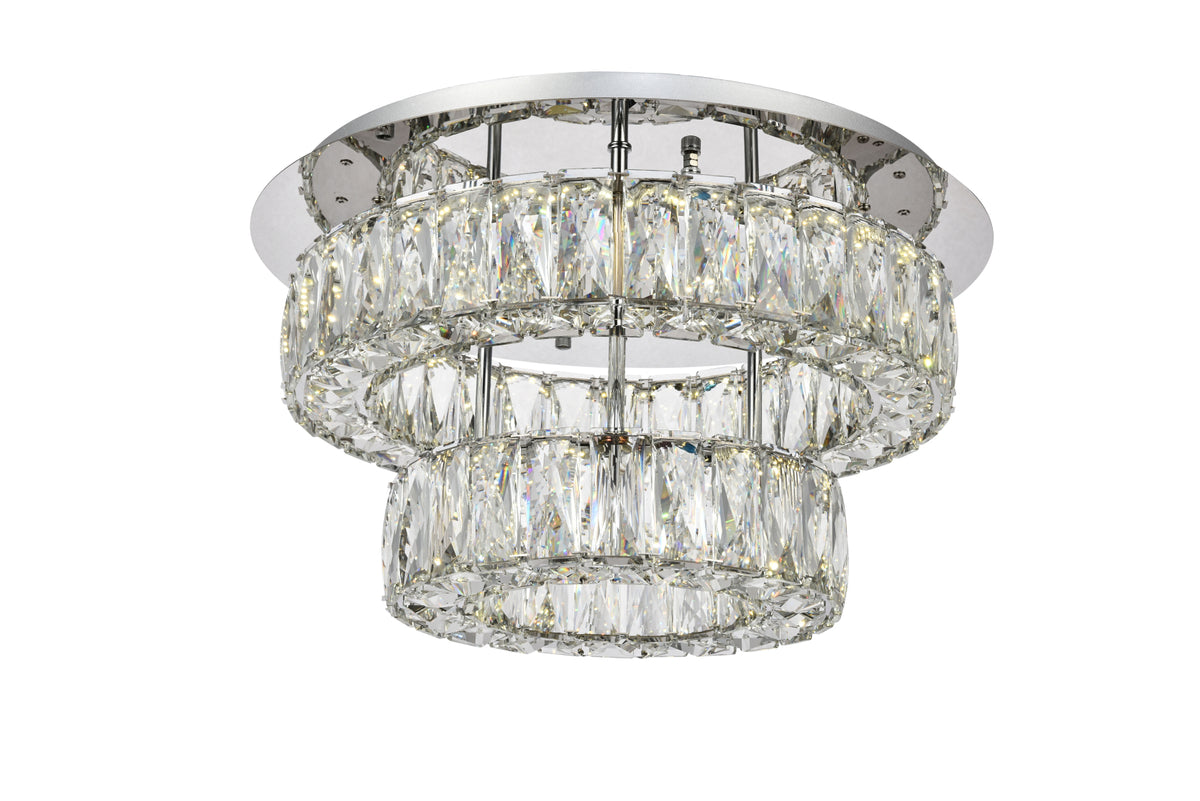 Monroe LED light Chrome Flush Mount Clear Royal Cut Crystal