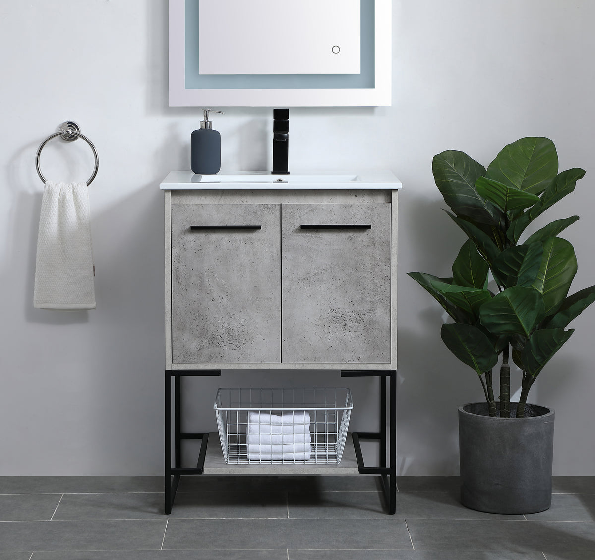 24 inch  Single Bathroom Vanity in Concrete Grey