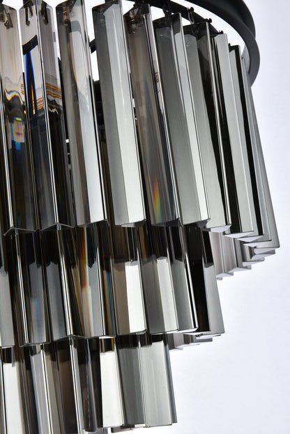 Sydney 9 light Matte Black Chandelier Silver Shade (Grey) Royal Cut Crystal