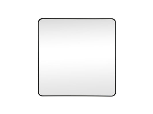 Soft corner metal square mirror 42x42 inch in Black
