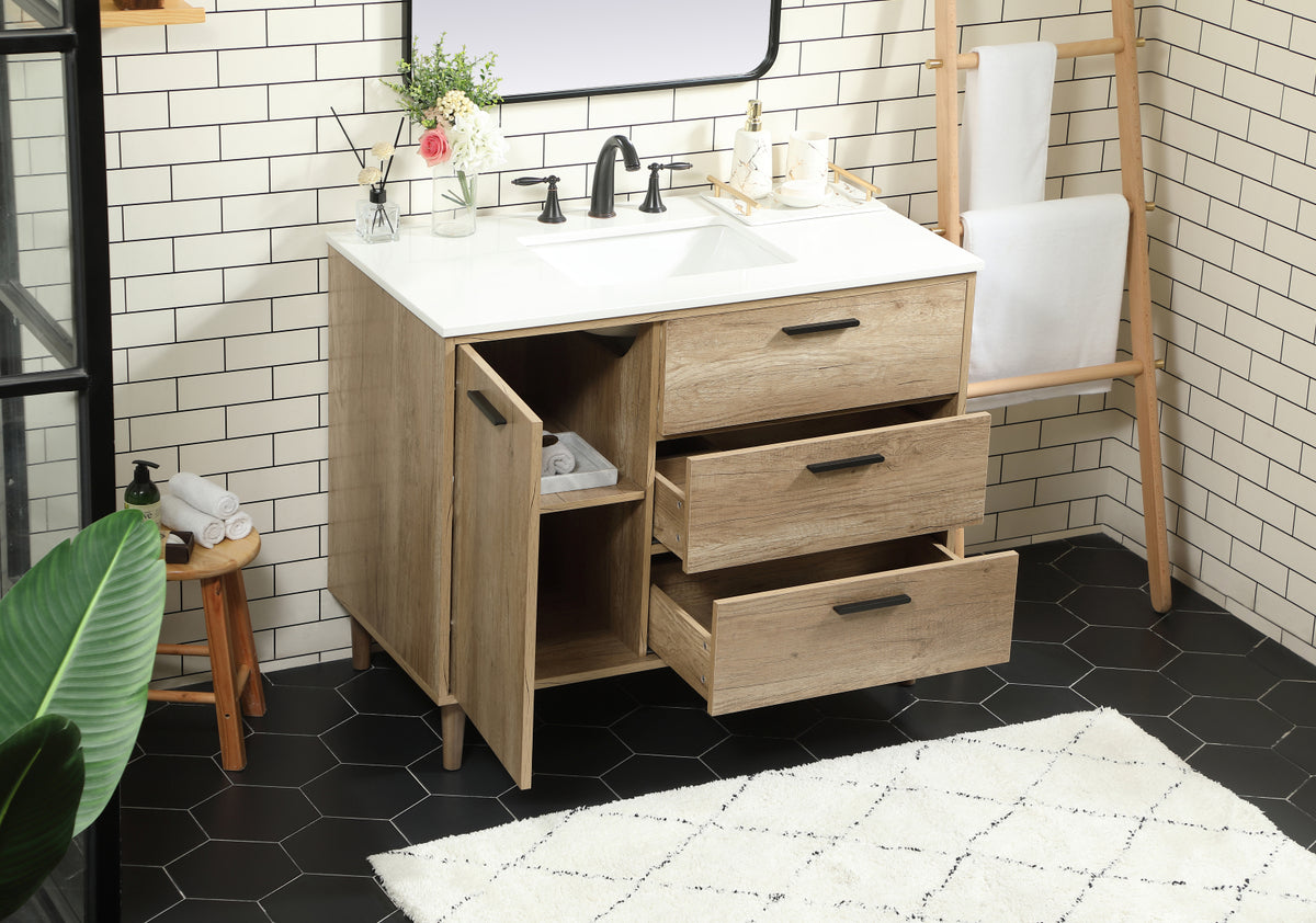 42 inch Single bathroom vanity in natural oak