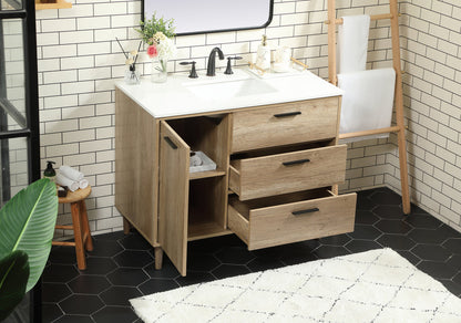 42 inch Single bathroom vanity in natural oak