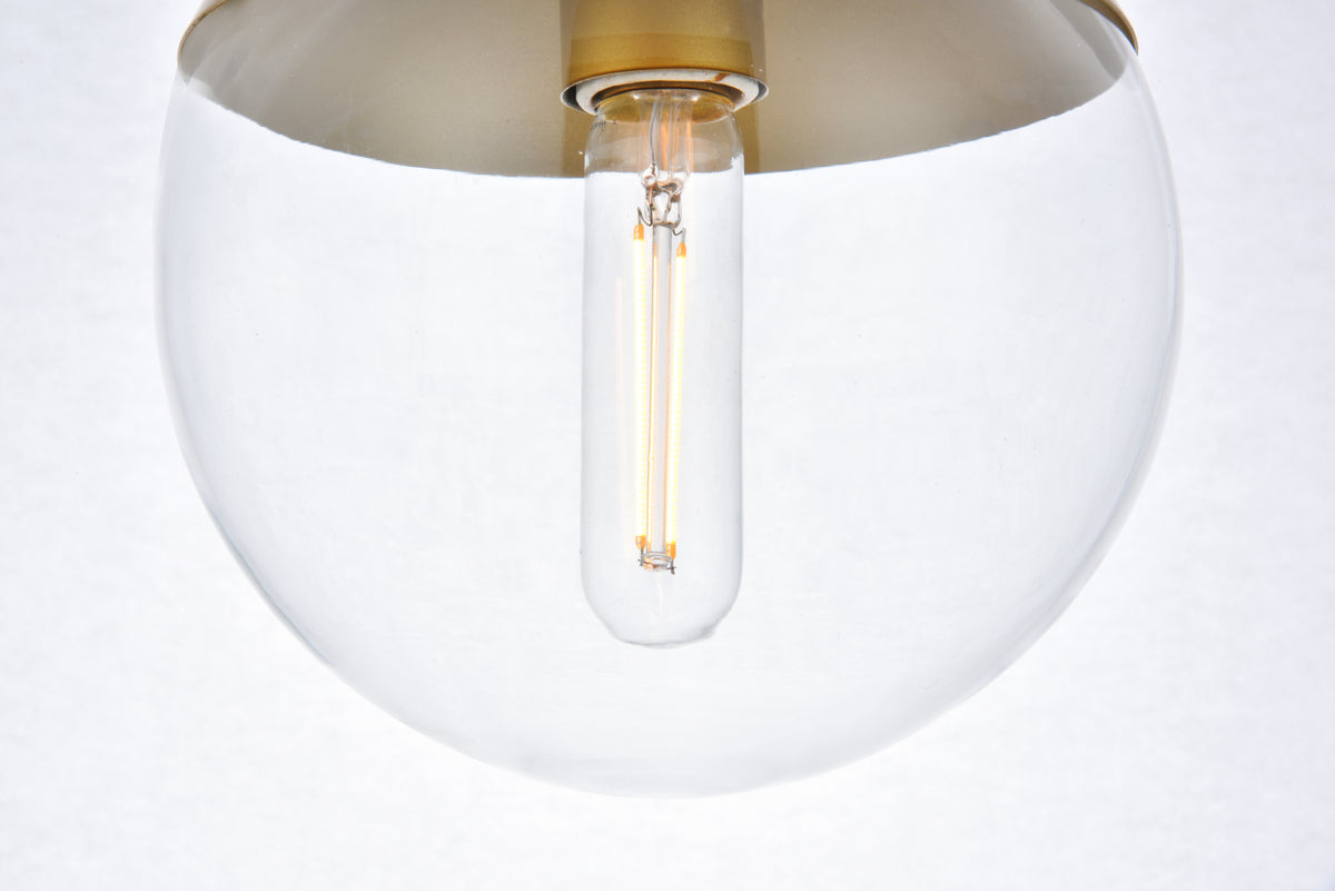 Eclipse 1 Light Brass plug in pendant With Clear Glass
