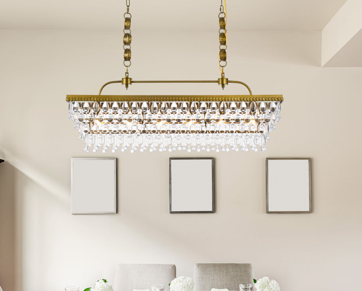 Nordic 40 inch rectangle pendant in brass