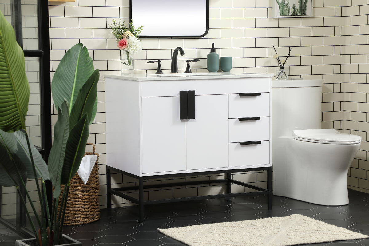 36 inch Single bathroom vanity in white