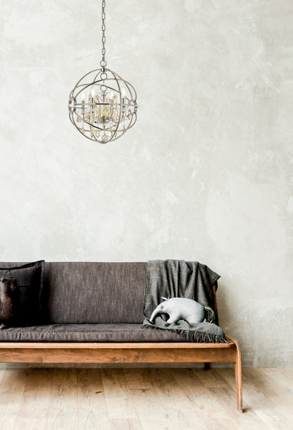 Geneva 4 light polished nickel Pendant Golden Teak (Smoky) Royal Cut crystal