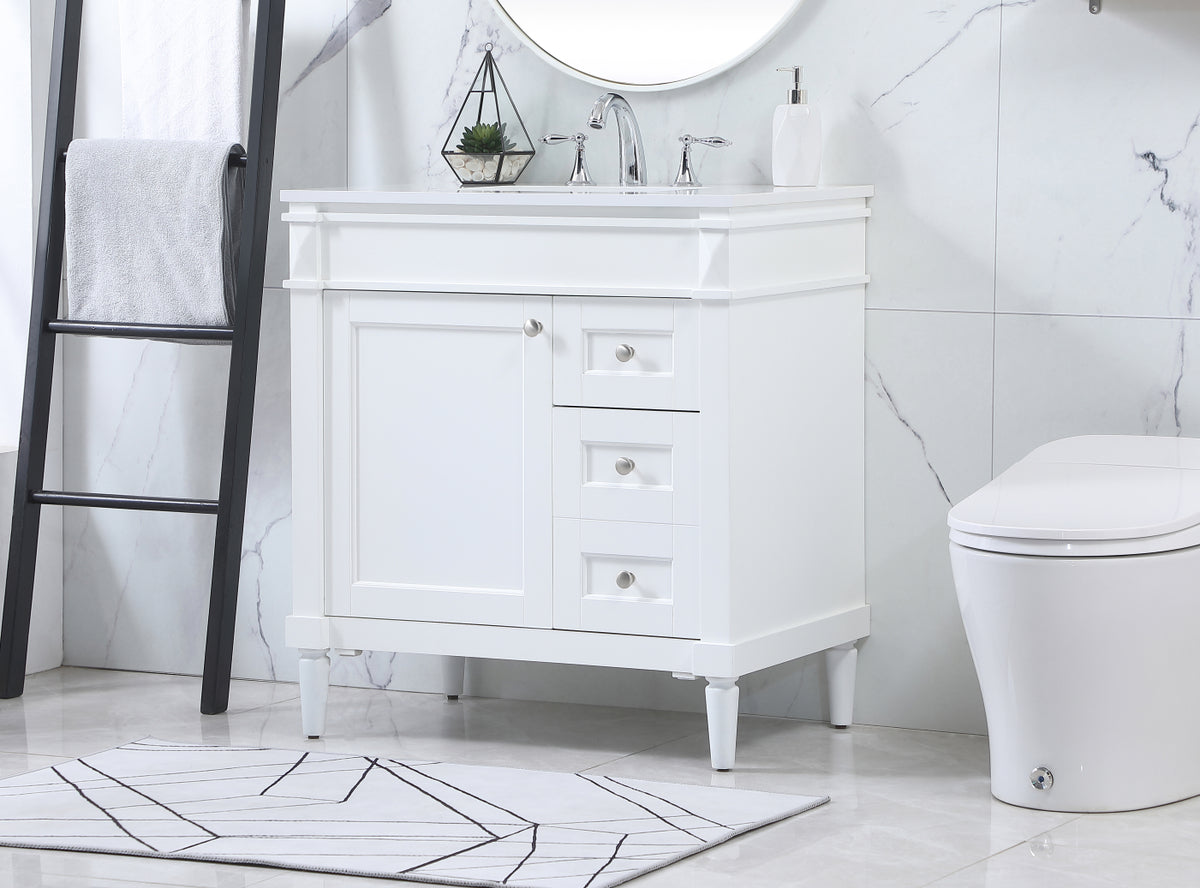 32 inch Single bathroom vanity in white