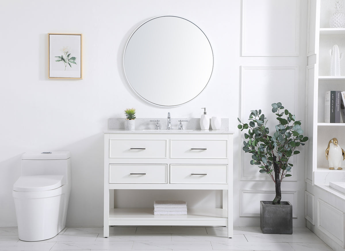 42 inch Single bathroom vanity in white with backsplash