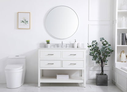 42 inch Single bathroom vanity in white with backsplash