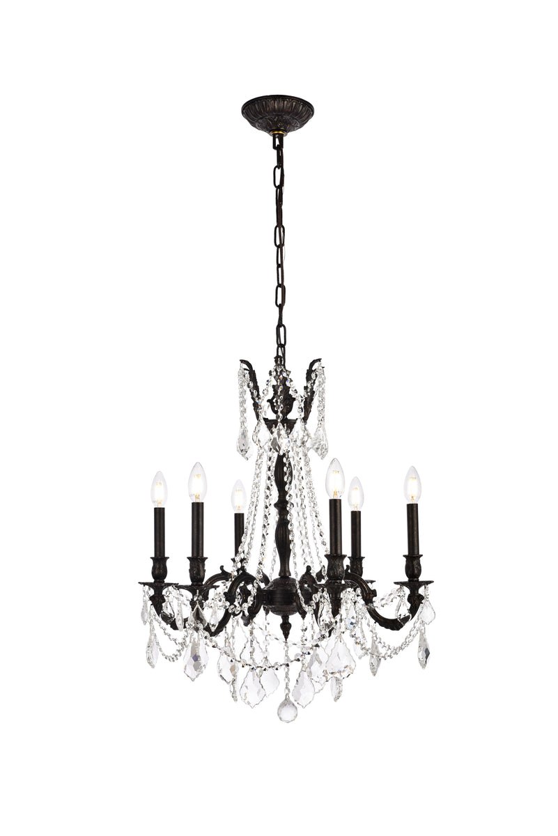 Rosalia 6 light Dark Bronze Chandelier Golden Teak (Smoky) Royal Cut Crystal