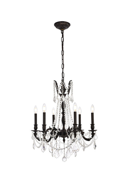 Rosalia 6 light Dark Bronze Chandelier Golden Teak (Smoky) Royal Cut Crystal