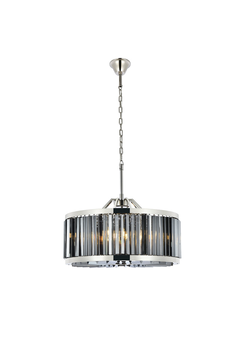 Chelsea 8 light polished nickel Chandelier Silver Shade (Grey) Royal Cut Crystal