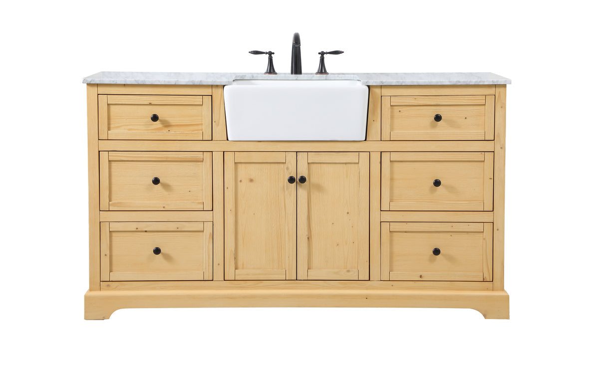 60 inch Single bathroom vanity in natural wood