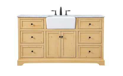 60 inch Single bathroom vanity in natural wood